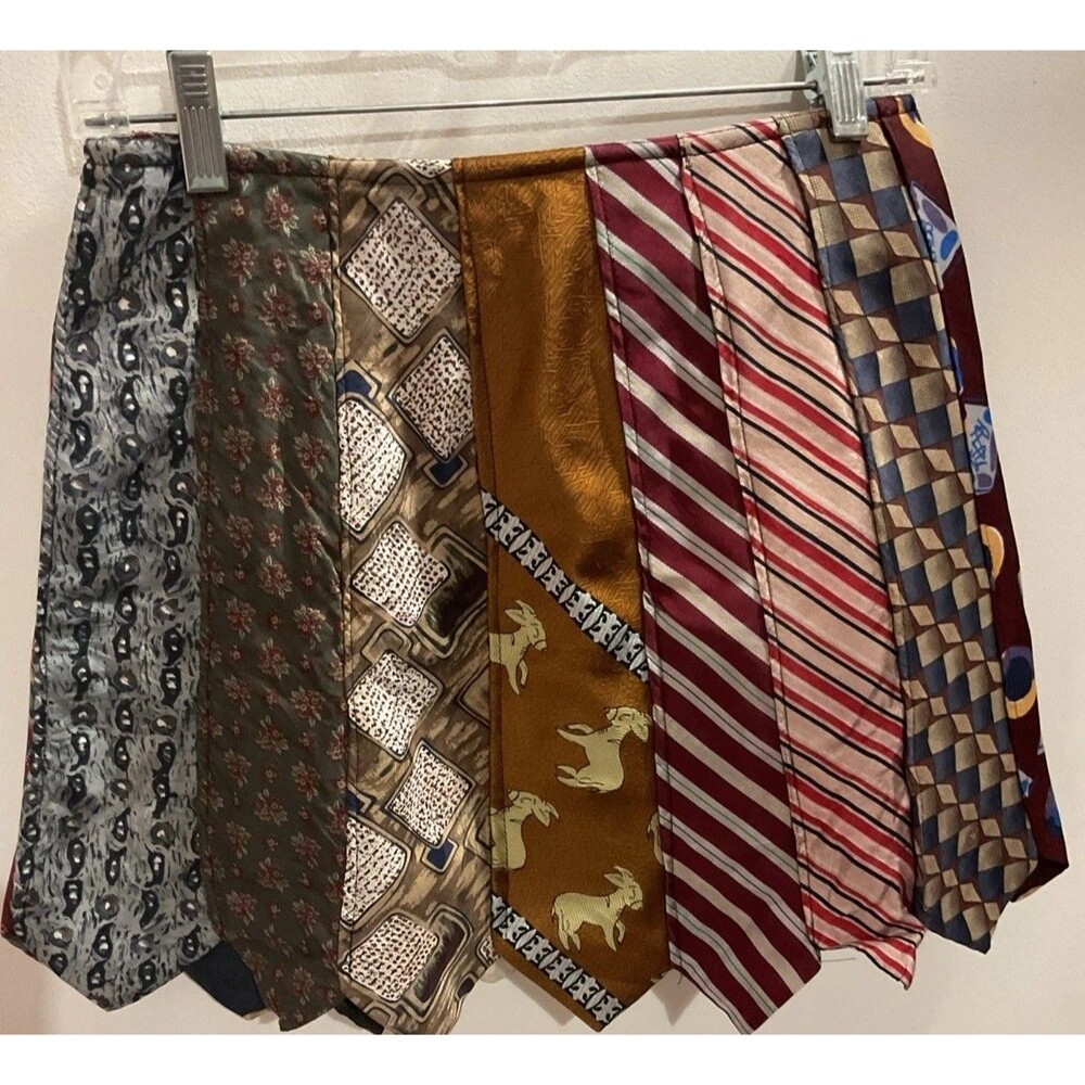 Vintage Handmade Women’s Small Upcycled Necktie Skirt Boho Chic